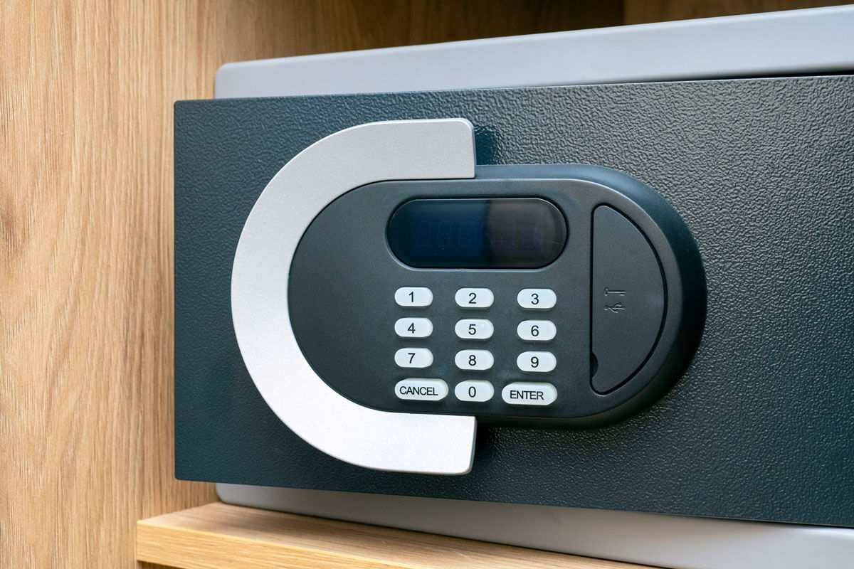 A Fire-Resistant Safe with an Electronic Keypad Lock Is Placed in a Cabinet in Edmonton, AB